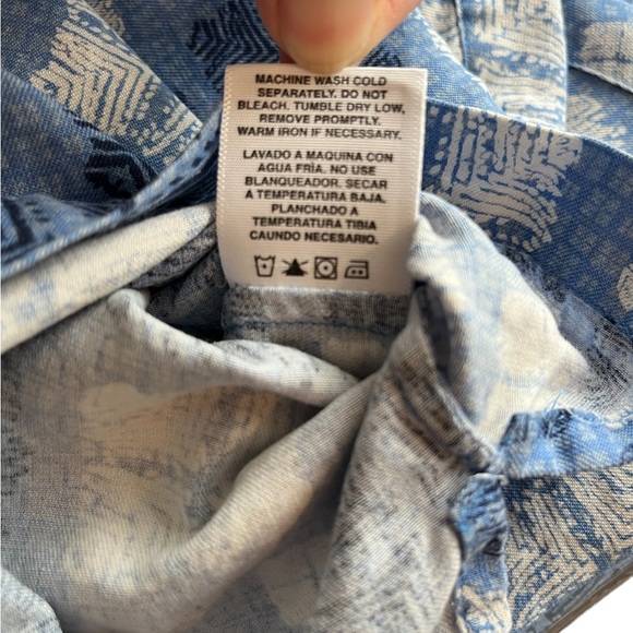 Nat Nast Men SS Button Shirt 70% Silk 30% Cotton Blue White Geometric L - Picture 11 of 11